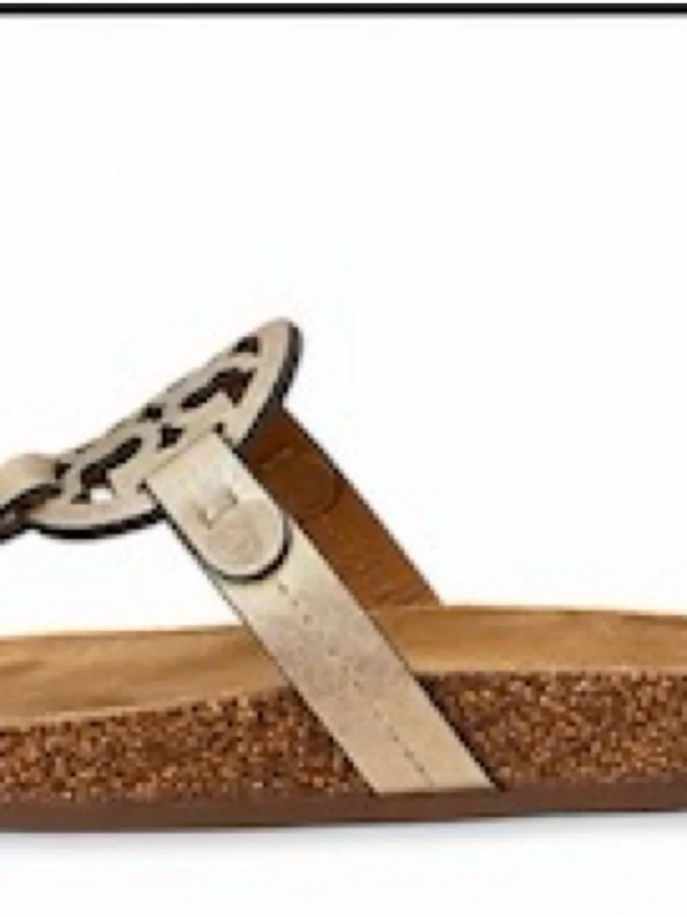 Tory Burch Metallic Silver Logo Thong Sandals with Brown Suede Footbed